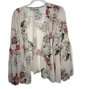 Hilary Radley for Katherine Barclay Floral Sheer Kimono Boho Cardigan 3X